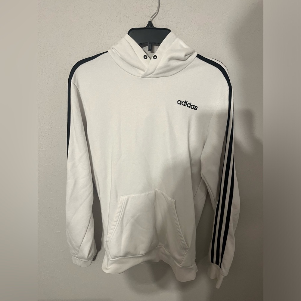 adidas White Hoodie with Black Stripes